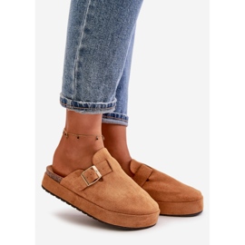 Sabots Plateforme Femme Boucle Dorée Camel Terilaina brun 1