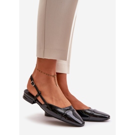 Ballerines noires vernies Kairael à talons bas et talon ouvert le noir 1