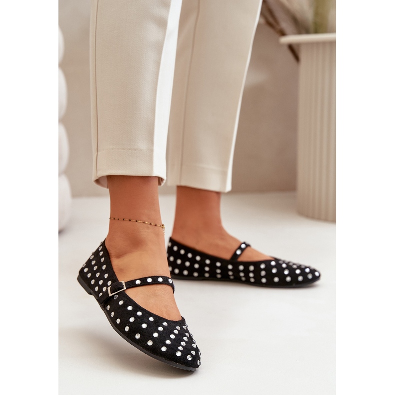 Ballerines Décorées Avec Bride Eco Daim Noir Tirilissa le noir 2