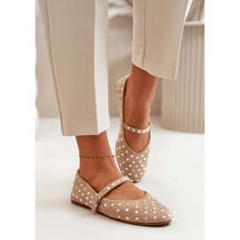 Ballerines beiges en daim écologique décorées avec ceinture Tirilissa 3