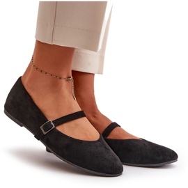 Ballerines plates noires en daim écologique avec sangle Tirilina le noir 10