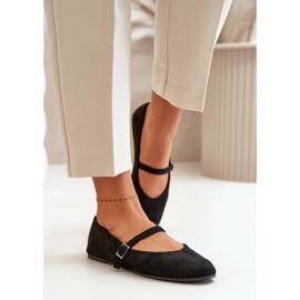 Ballerines plates noires en daim écologique avec sangle Tirilina le noir 3