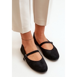 Ballerines plates noires en daim écologique avec sangle Tirilina le noir 6