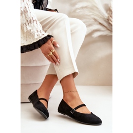 Ballerines plates noires en daim écologique avec sangle Tirilina le noir 7