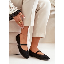 Ballerines plates noires en daim écologique avec sangle Tirilina le noir 8