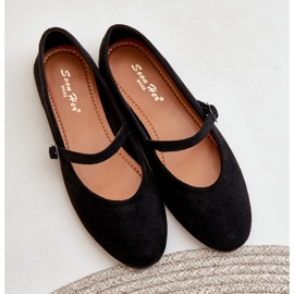 Ballerines plates noires en daim écologique avec sangle Tirilina le noir 9