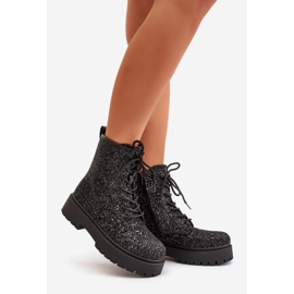 Bottes Worker Isolées Femme Ornées De Paillettes, Noir Liatheine le noir 1
