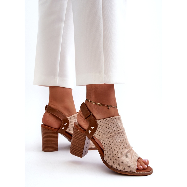 Evento Sandales à Talon Femme Ajourées Beige 2