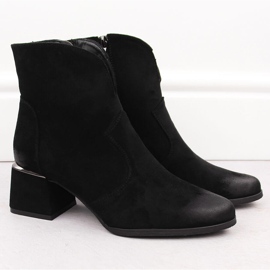 Bottines à talons hauts en daim pour femmes, noires, Potocki 12422 le noir 2