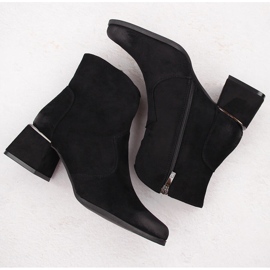 Bottines à talons hauts en daim pour femmes, noires, Potocki 12422 le noir 3