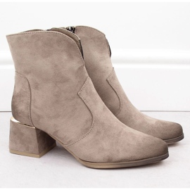 Bottines à talon haut en daim pour femme, beige Potocki 12422 2