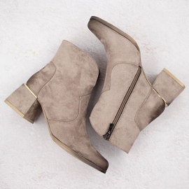 Bottines à talon haut en daim pour femme, beige Potocki 12422 3