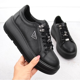 Chaussures femme en cuir noir sur plateforme Filippo DP6382 le noir 1