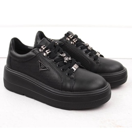 Chaussures femme en cuir noir sur plateforme Filippo DP6382 le noir 2