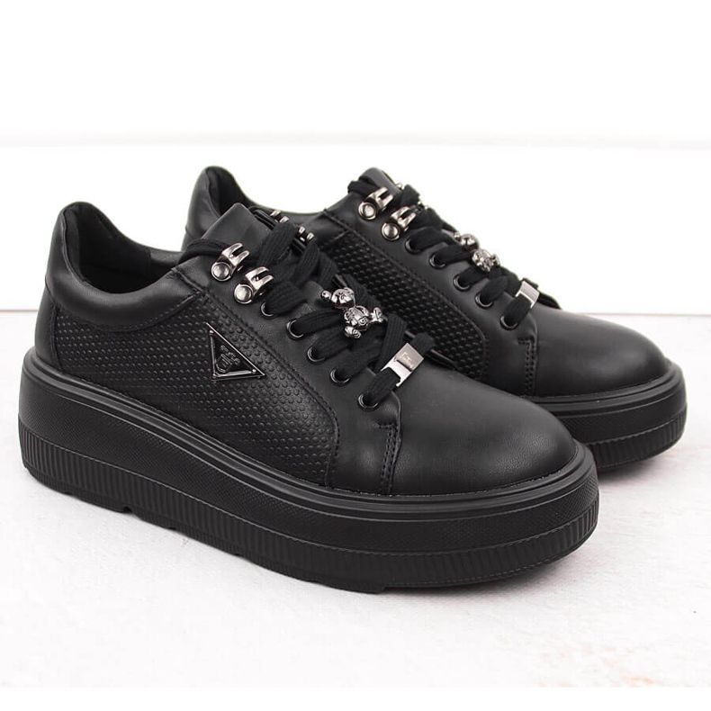 Chaussures femme en cuir noir sur plateforme Filippo DP6382 2