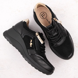 Chaussures compensées femme en cuir noir Filippo DP6434 le noir 4