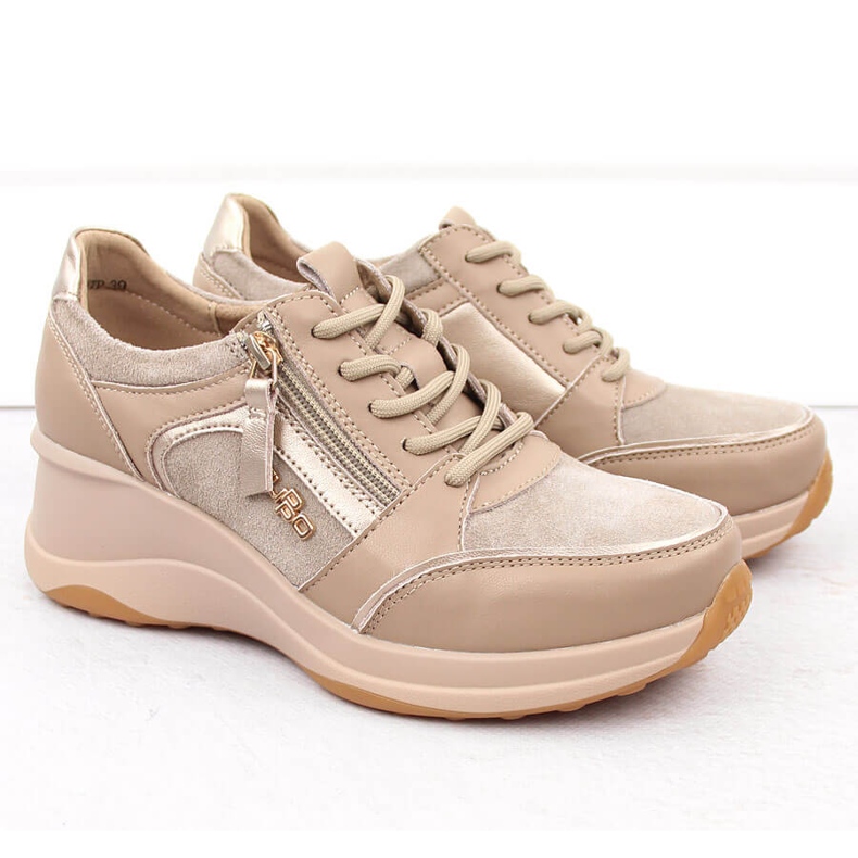 Chaussures compensées femme en cuir beige Filippo DP6434 2 Chaussures compensées femme en cuir beige Filippo DP6434 2