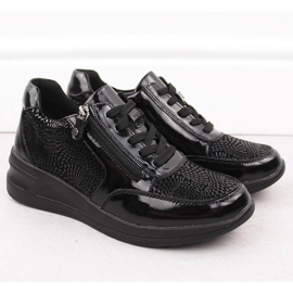 Chaussures compensées femme en cuir noir Filippo DP6352 le noir 2