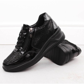 Chaussures compensées femme en cuir noir Filippo DP6352 le noir 3
