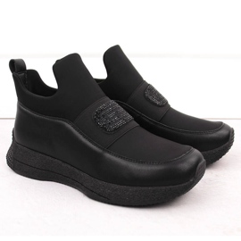 Chaussures à enfiler en cuir pour femmes, noires Artiker 55C0035 le noir 2