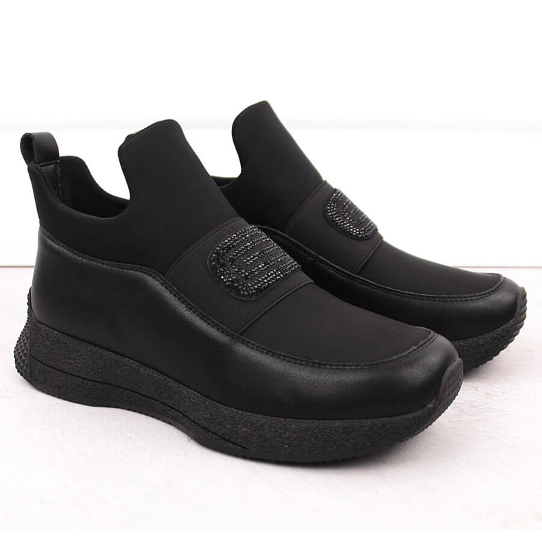Chaussures à enfiler en cuir pour femmes, noires Artiker 55C0035 2