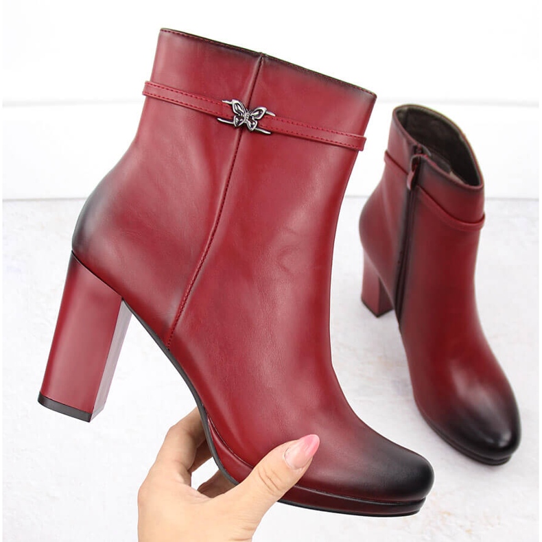 M. DASZYŃSKI Bottines isolées rouges pour femmes M.Daszyński AF125-22 1