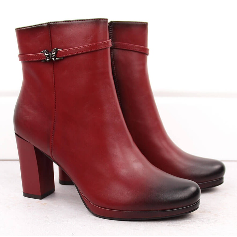 M. DASZYŃSKI Bottines isolées rouges pour femmes M.Daszyński AF125-22 2