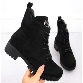 M. DASZYŃSKI Bottes en daim à talon haut et plateforme, isolées noires M.Daszyński MR1813-38 1