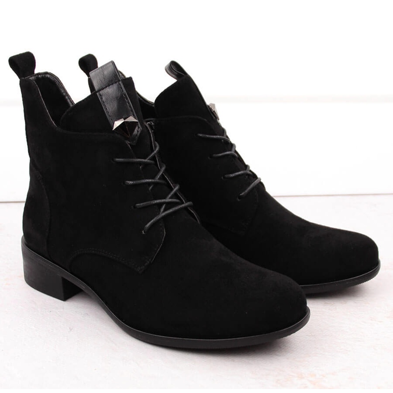 M. DASZYŃSKI Bottes à lacets et fermeture éclair pour femmes isolées noir M.Daszyński SA198-24 2