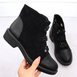 M. DASZYŃSKI Bottines noires isolées en daim pour femmes M.Daszyński SA252-4 1