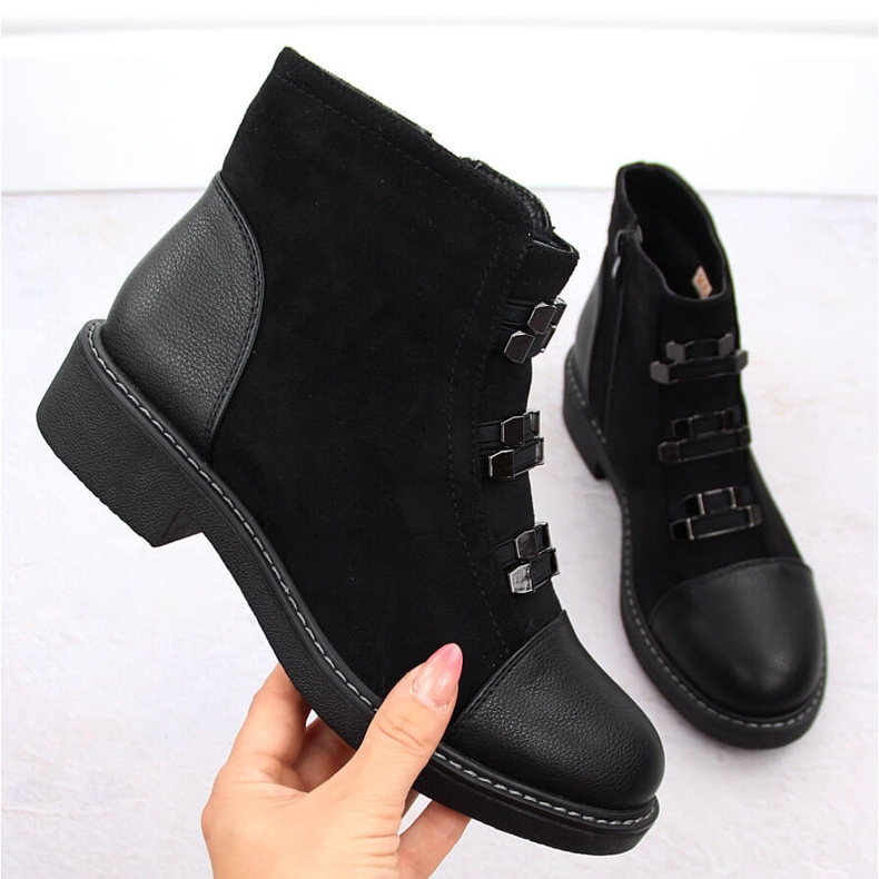 M. DASZYŃSKI Bottines noires isolées en daim pour femmes M.Daszyński SA252-4 1