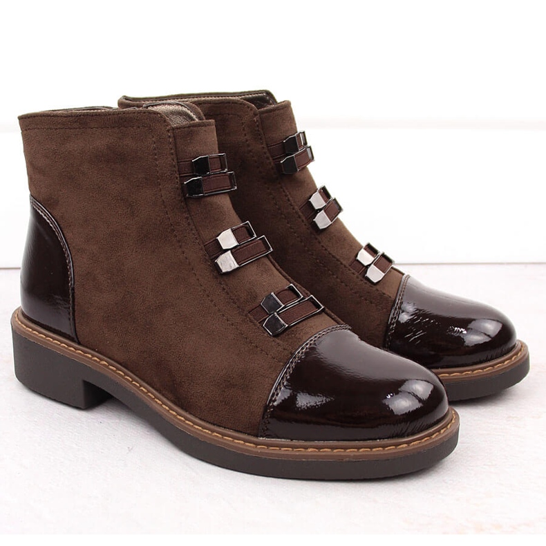 M. DASZYŃSKI Bottes marron isolées en daim pour femmes M.Daszyński SA252-4 brun 2