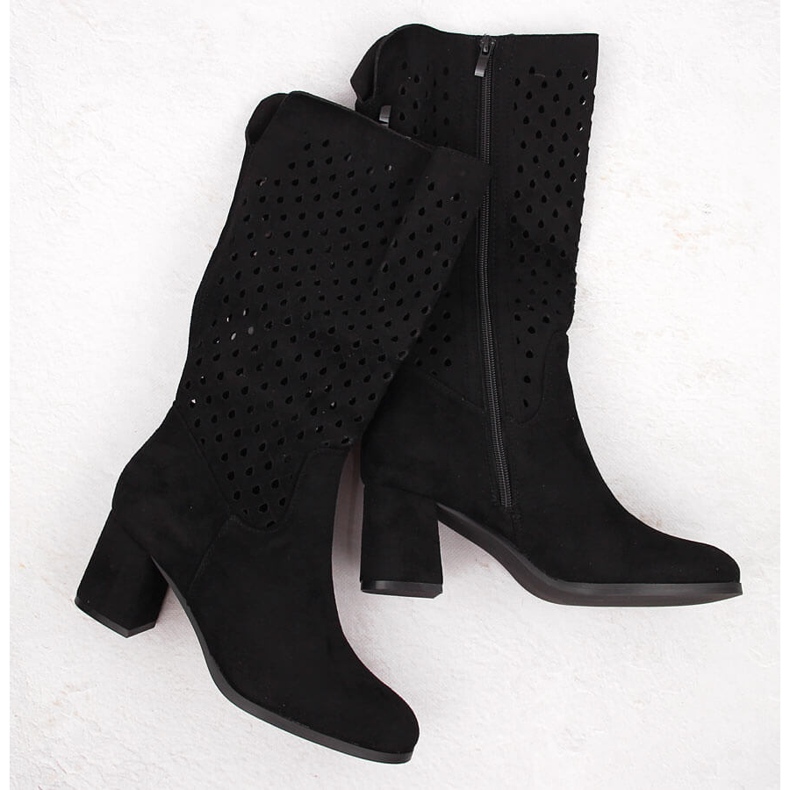 M. DASZYŃSKI Bottines ajourées en daim noir M.Daszyński SA156-10B 1