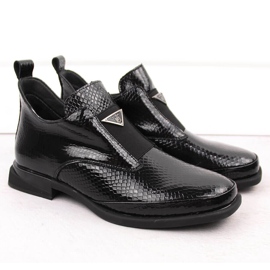 Bottines pour femme en cuir verni avec décoration crocodile, noir Filippo DBT6425 le noir 2