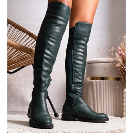 Bottes longues vertes en cuir écologique Polmapina 1