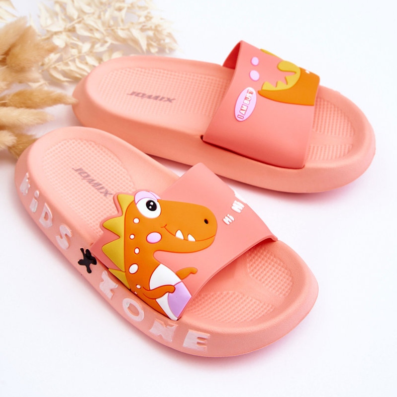 Chaussons Mousse Enfant Dinosaure Rose Clair Dario 2 Chaussons Mousse Enfant Dinosaure Rose Clair Dario 2