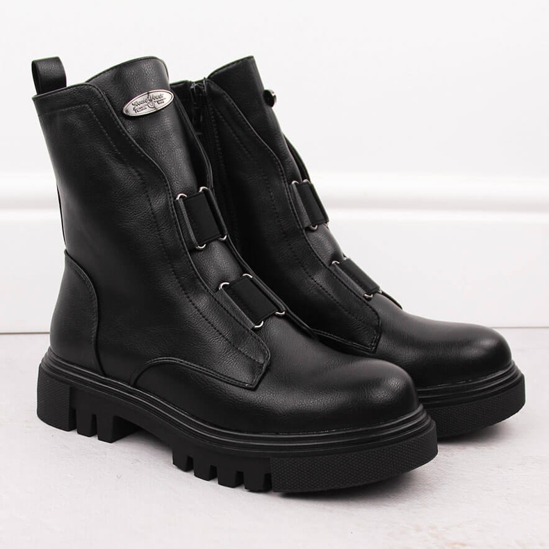 Bottines noires pour femmes sur plateforme Jezzi RMR2150-19 2