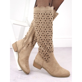 M. DASZYŃSKI Bottines ajourées en daim beige M.Daszyński SA198-33 2