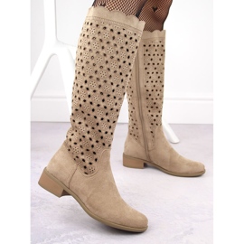 M. DASZYŃSKI Bottines ajourées en daim beige M.Daszyński SA198-33 3
