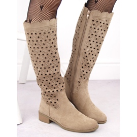 M. DASZYŃSKI Bottines ajourées en daim beige M.Daszyński SA198-33 4