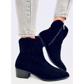 Poirot Bottines cowboy femme en daim noir le noir 3