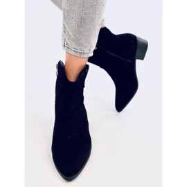 Poirot Bottines cowboy femme en daim noir le noir 2