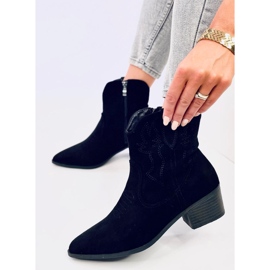 Poirot Bottines cowboy femme en daim noir le noir 5
