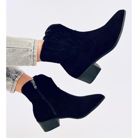 Poirot Bottines cowboy femme en daim noir le noir 4