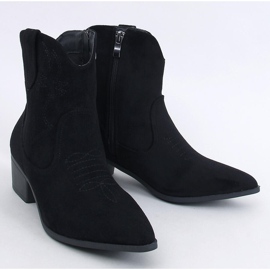 Poirot Bottines cowboy femme en daim noir 1