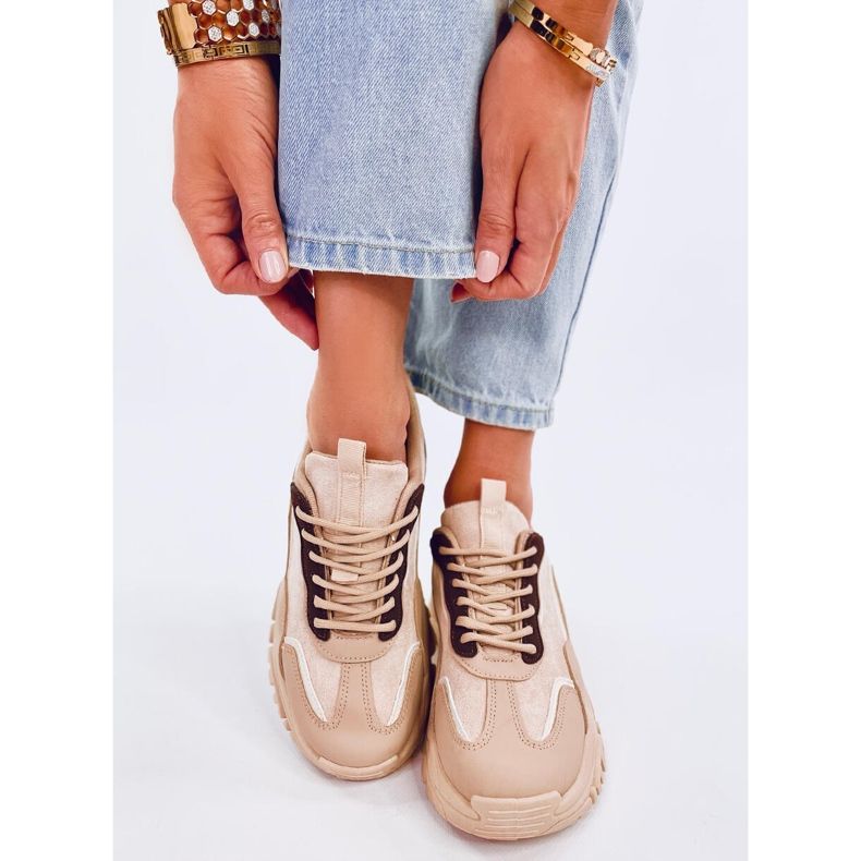 Baskets femme Lammes Kaki beige 1