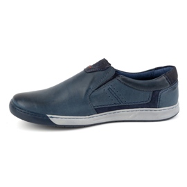 KOMODO Chaussures à enfiler en cuir pour hommes 934K, bleu marine 1 KOMODO Chaussures à enfiler en cuir pour hommes 934K, bleu marine 1