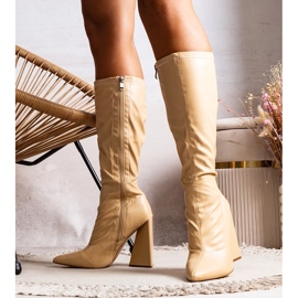 Bottines à talons beiges Princip 2