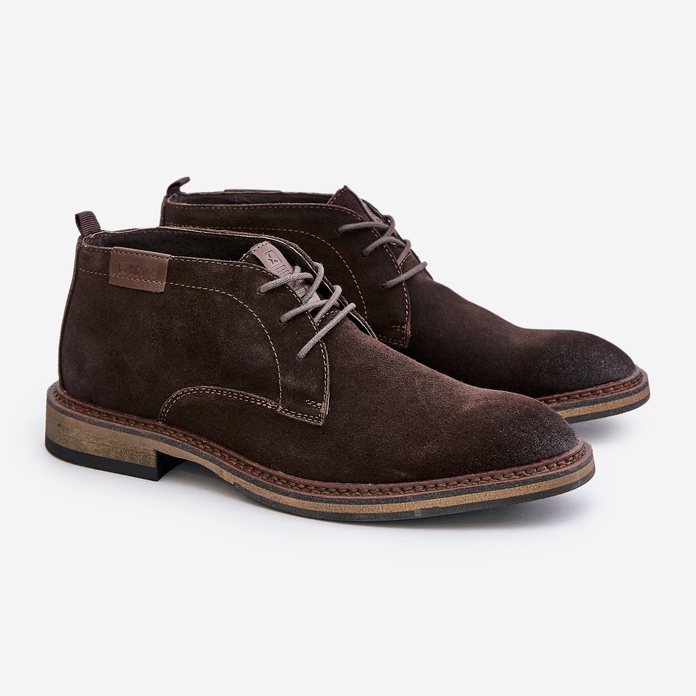 Bottines à lacets en daim pour hommes Big Star OO174145 Marron foncé brun 1