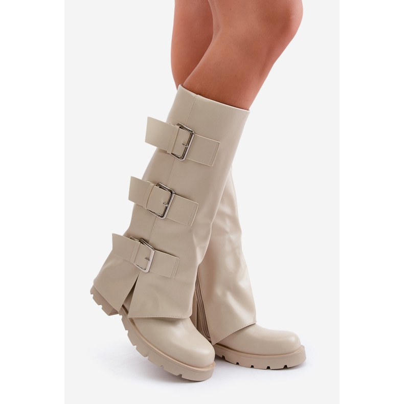 Bottines isolées à tige retroussée et boucles, beige clair Cialetta 1 Bottines isolées à tige retroussée et boucles, beige clair Cialetta 1